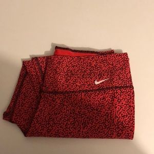 Nike red & black cheetah Capri leggings